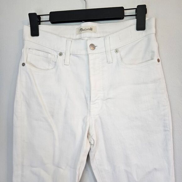Madewell 9” High Waist Classic Skinny Jean in Pure White Denim 27 - Picture 5 of 13